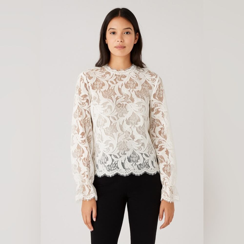 Rain White Lace Blouse Size Large